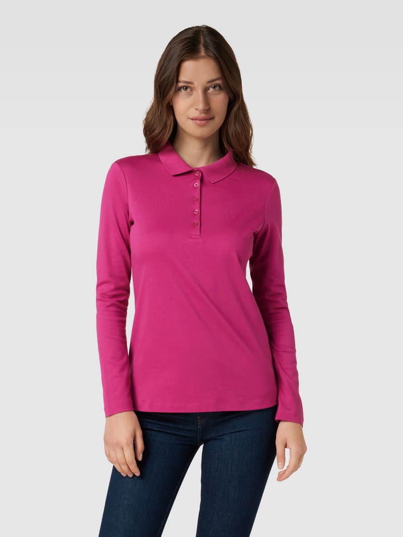 Longsleeve mit Polokragen in pink