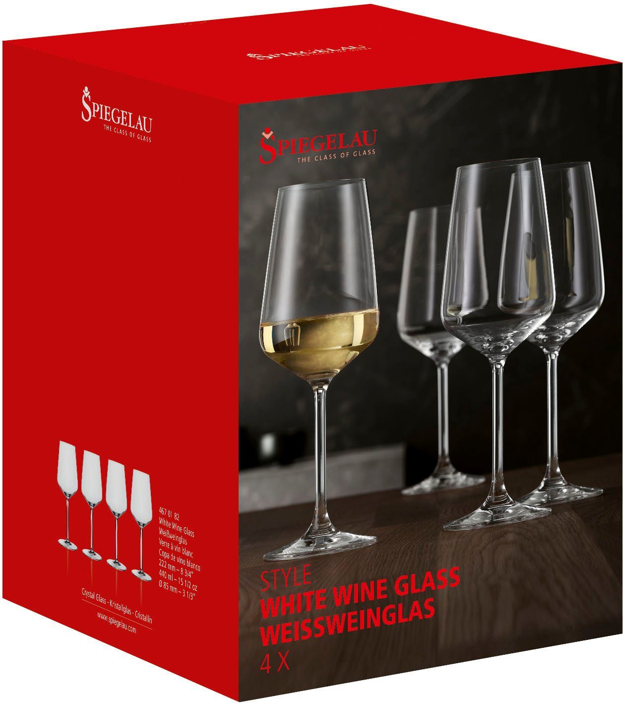 SPIEGELAU Weißweinglas Style, Kristallglas, 440 ml, 4-teilig