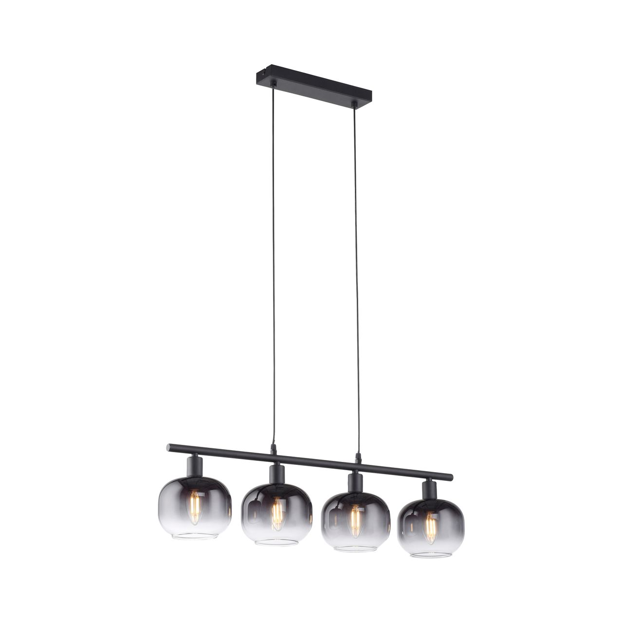 JUST LIGHT Pendelleuchte ZEA, 4x E14/25 Watt max., höhenverstellbar, Schwarz