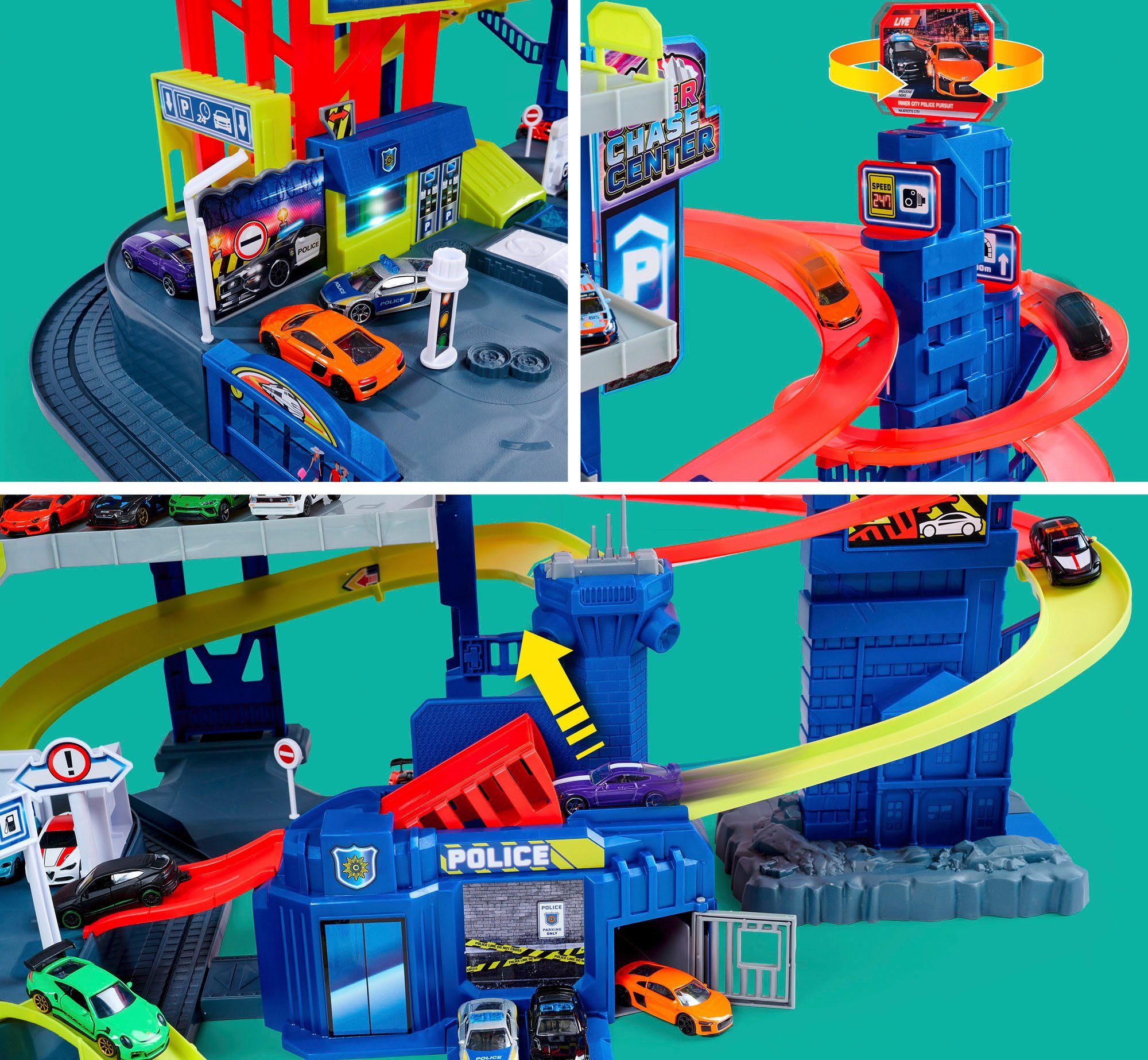 majORETTE Spiel-Parkgarage Super Chase Center, mit Licht & Sound