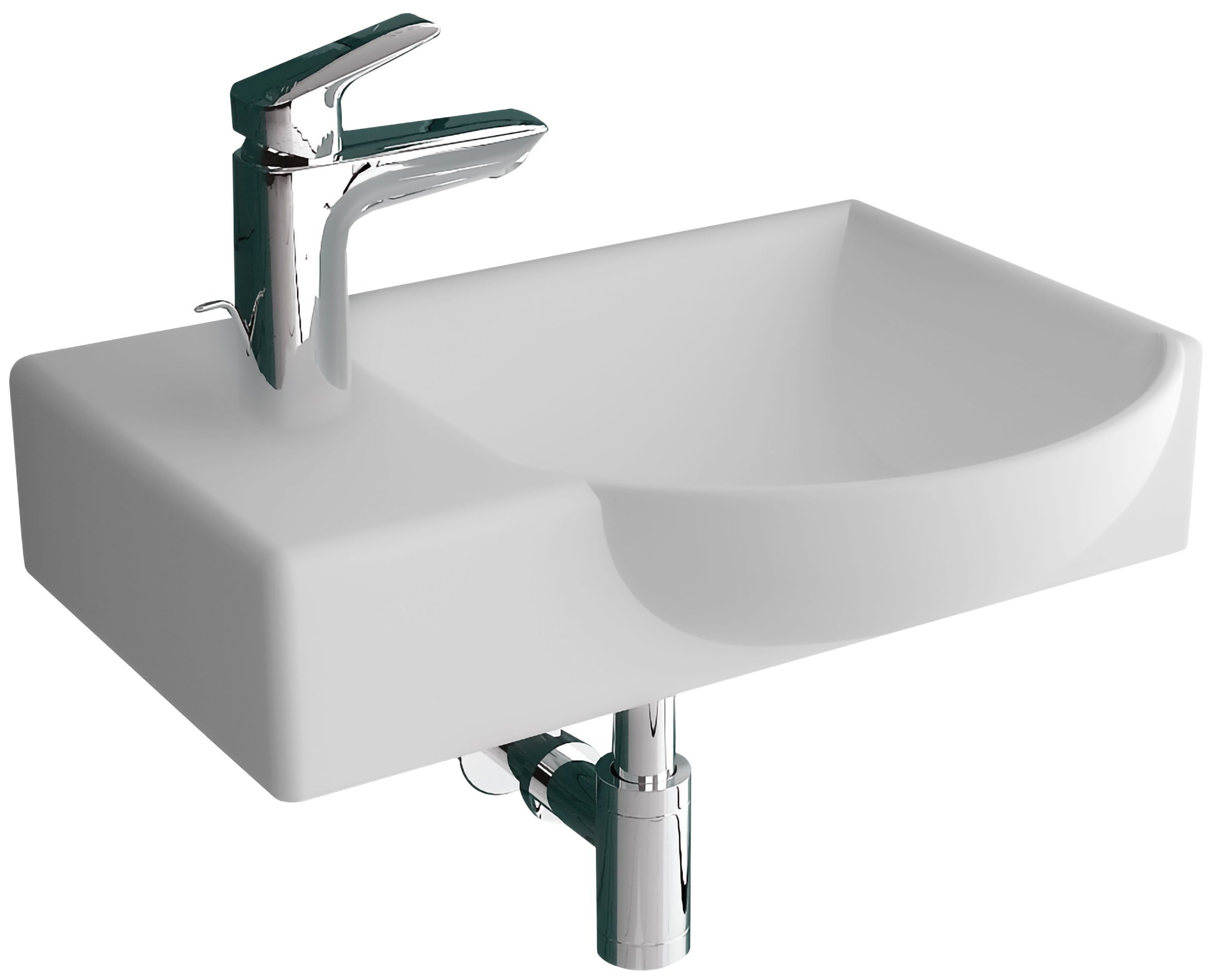 Alpenberger Waschbecken 45 cm Breit - Hängewaschbecken mit Überlauf aus Keramik (Handwaschbecken für Badezimmer & Gästebad, 1-St., 1-tlg. Waschtisch), Wash Basin pflegeleicht, Kleines Gäste WC Lavabo & Bad Spülbecken