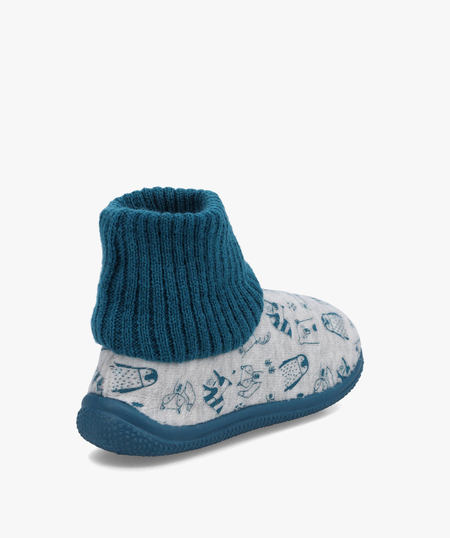 Chaussons Garçon montants en velours ras imprimé bleu | GEMO