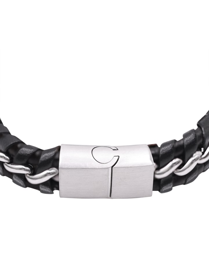 Steel_Art Herrenarmband Lederarmband Henny in schwarz günstig kaufen