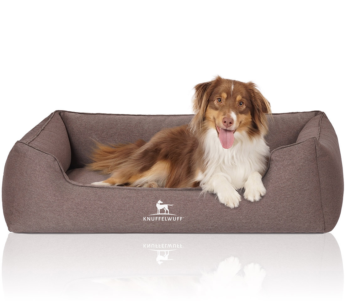 Knuffelwuff Hundebetten Knuffelwuff Orthopädisches Hundebett Leano aus Velours mit Handwebcharakter braun XXL