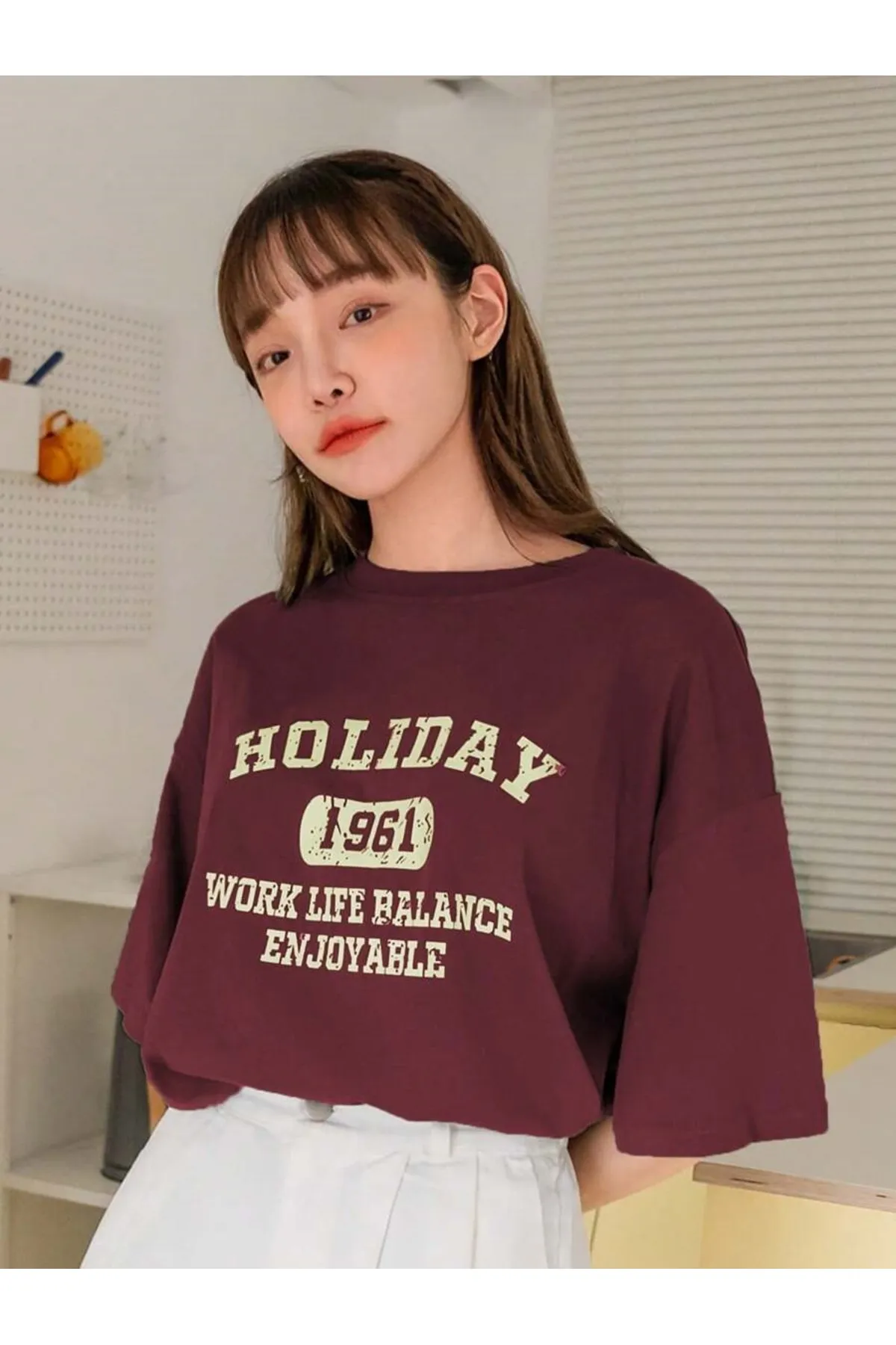 MOONBULL  Übergroßes, bedrucktes braunes Holiday 1961-T-Shirt