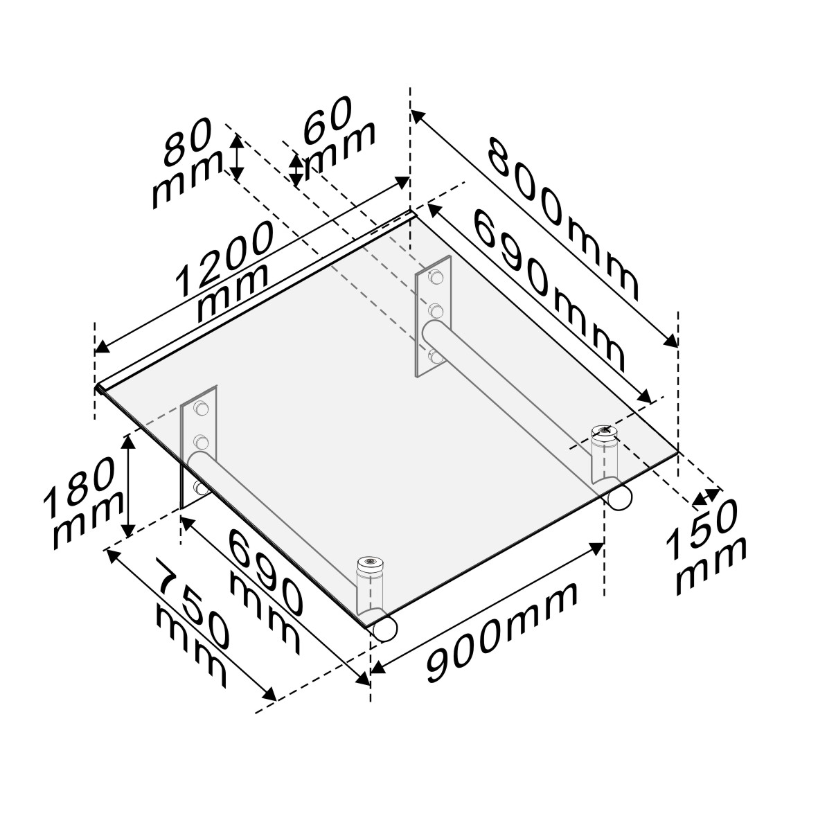 Better Home Edelstahlvordach mit Sicherheitsglas /Überdachung/Vordächer/Türvordach HD 120 cm