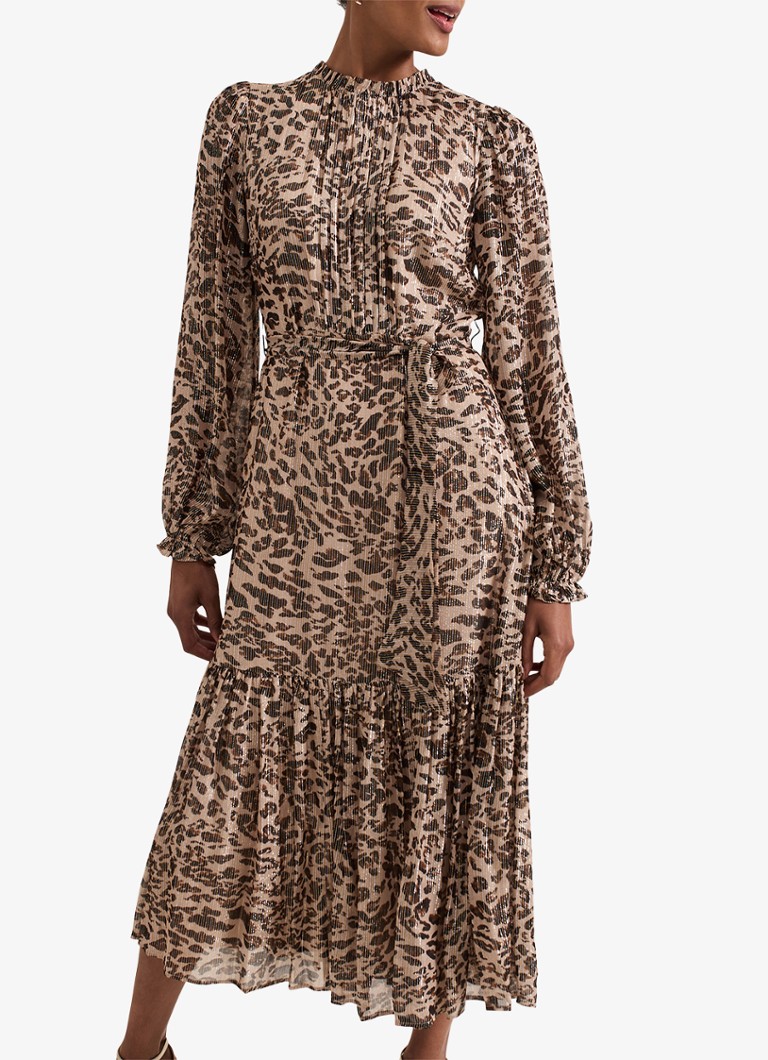 Abito midi Eve di Phase Eight, con stampa leopardata e lurex