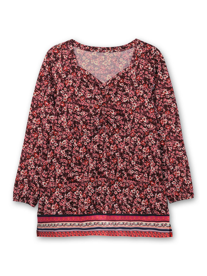 sheego Langarmshirt in weinrot gemustert günstig kaufen