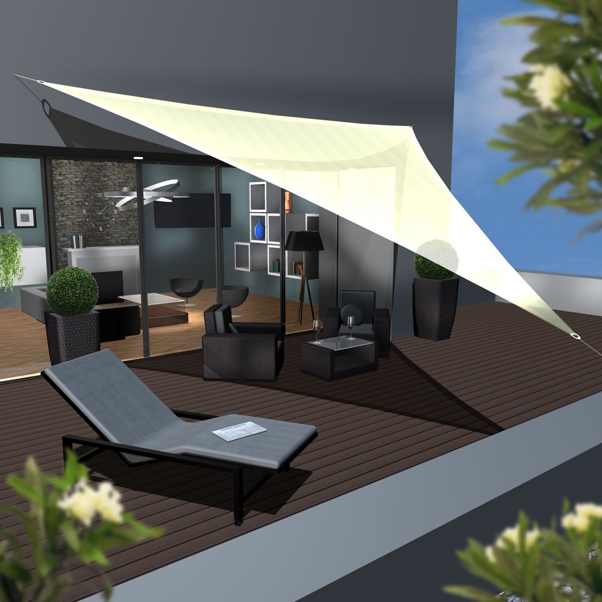 AMANKA 6 x 6 x 6 meter HDPE Sonnensegel