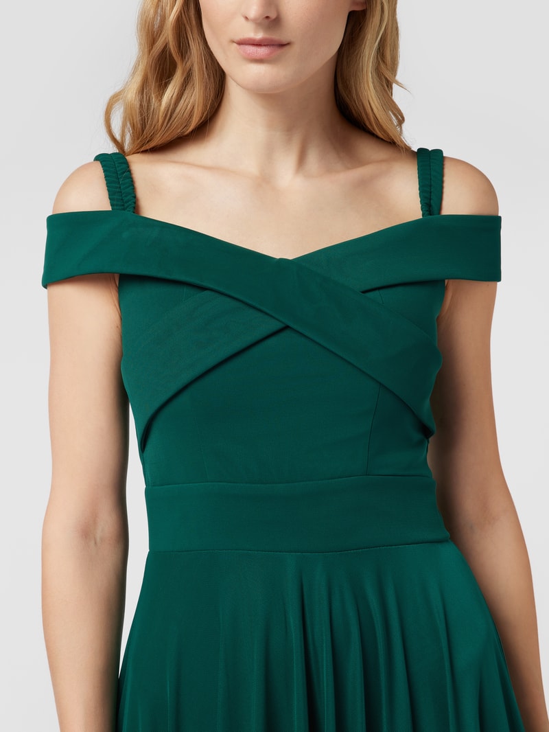 Abendkleid mit elastischen Trägern in smaragdgrün
