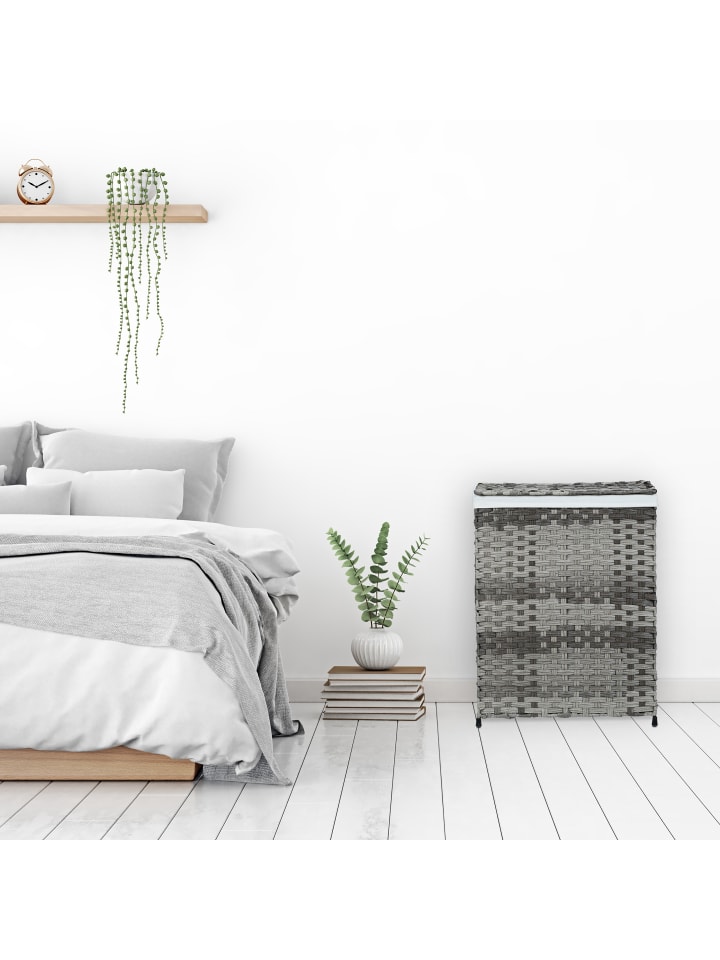 relaxdays Wäschekorb in Grau/ Beige - (B)46 x (H)60 x (T)34 cm günstig kaufen onesize