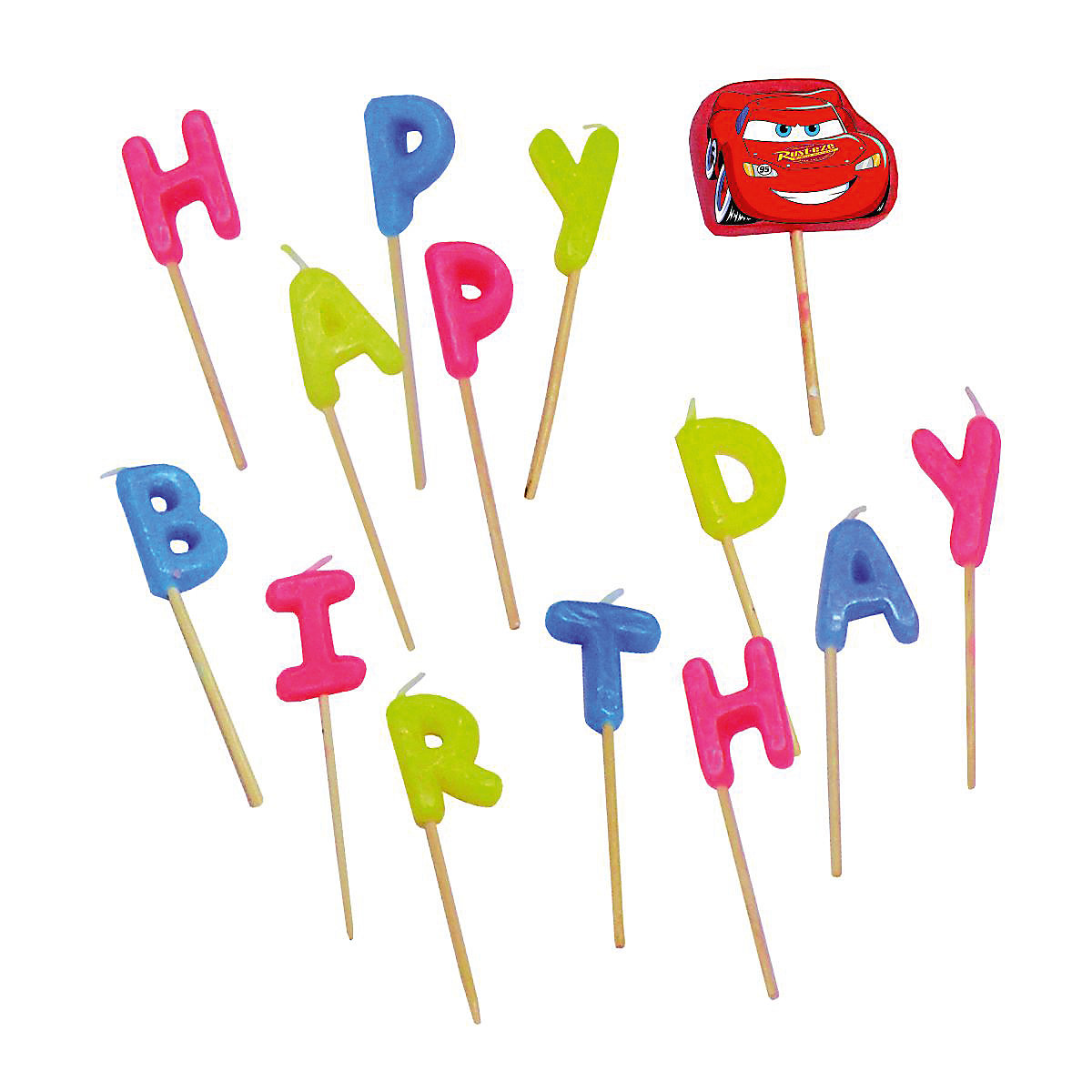 Kuchenkerzenset Happy Birthday   Cars Formular, 14-tlg.