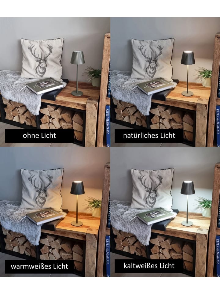 Coen Bakker LED Tischlampe dimmbar Touch Farbwechsler IP44 Innen & Außen 36,5x11cm in Taupe günstig kaufen onesize