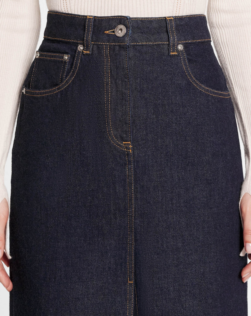 JUPE DENIM DROITE MI-LONGUE