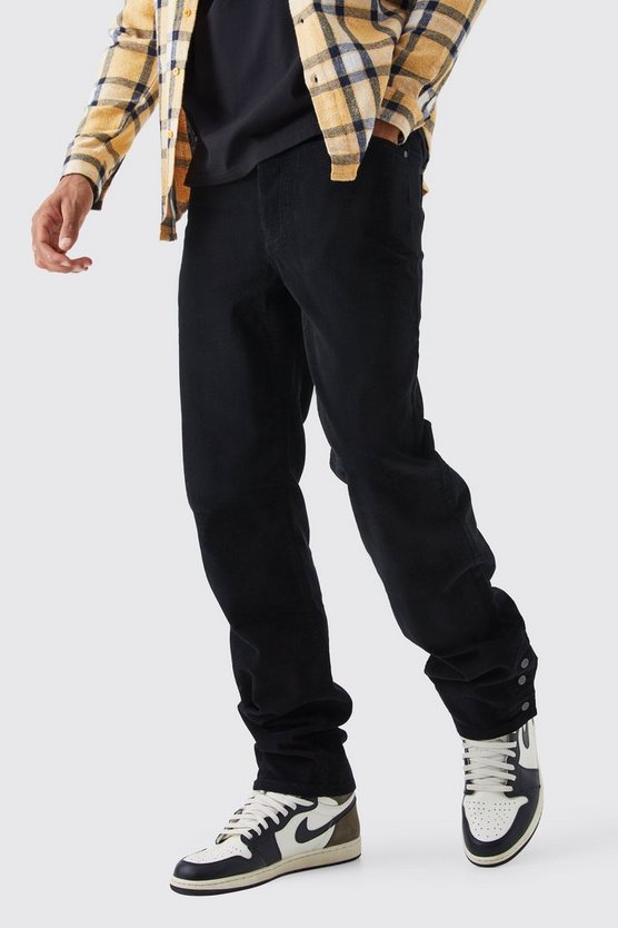 Tall lockere Cord-Hose mit Druckknöpfen