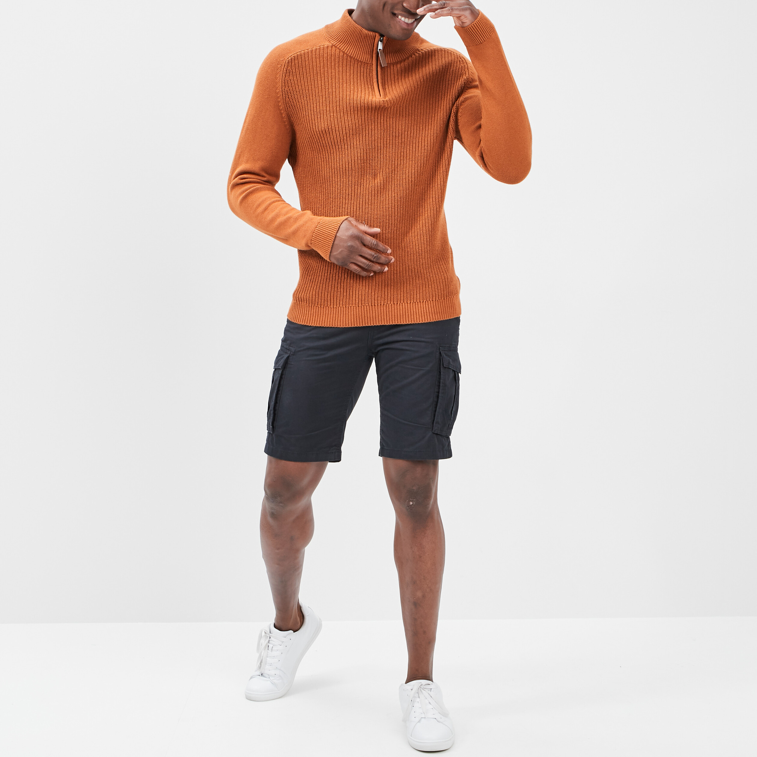 Pull camionneur zippé camel homme | La Halle