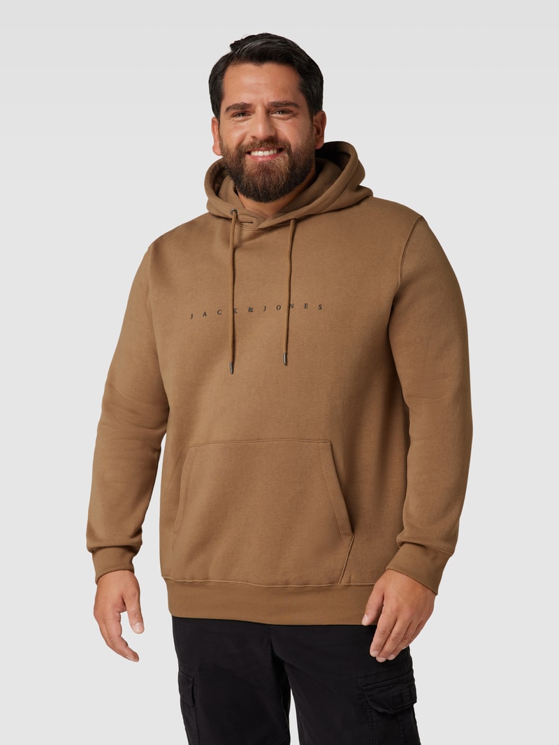 PLUS SIZE Hoodie mit Kapuze Modell 'STAR' in cognac