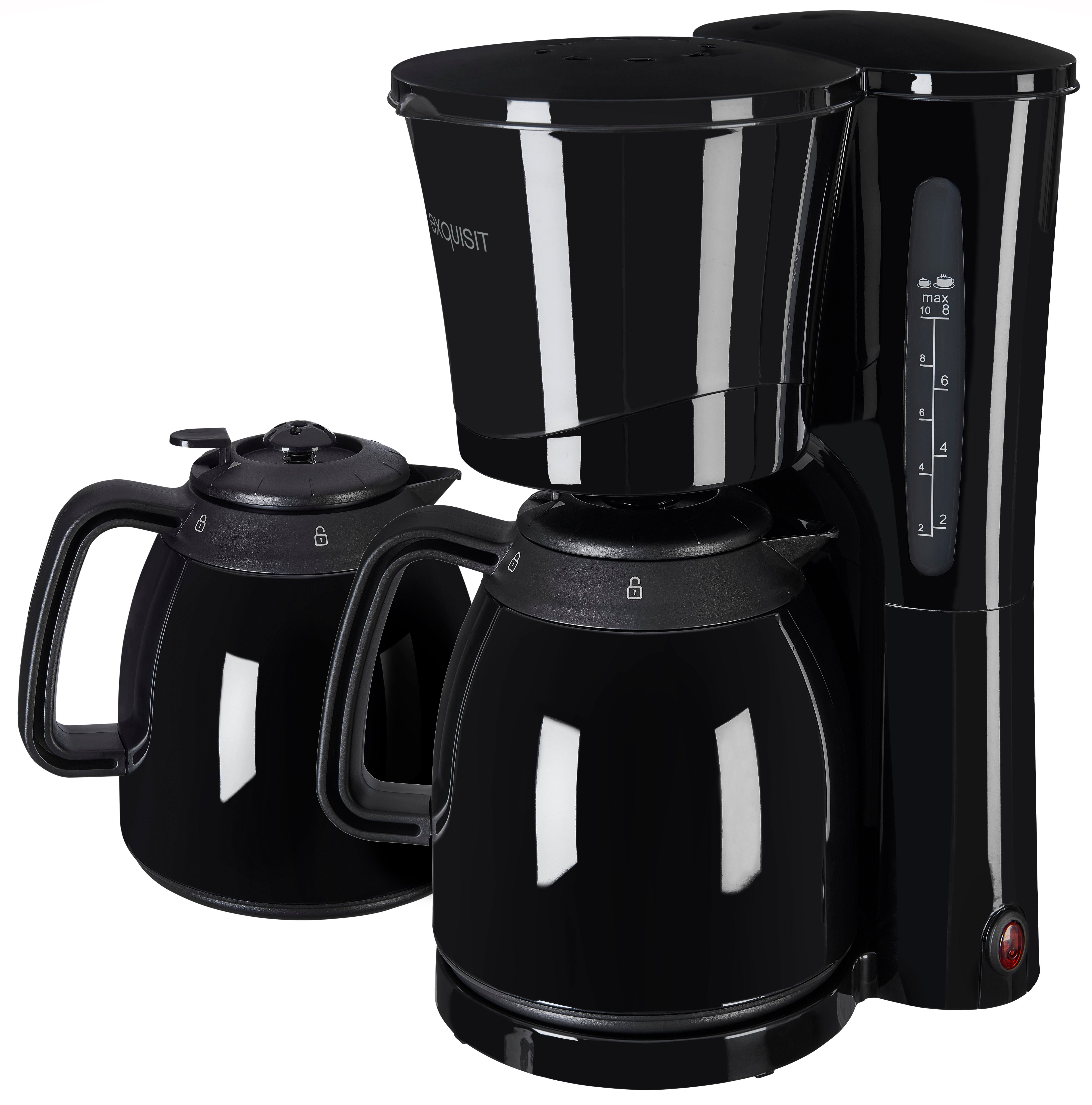 exquisit Filterkaffeemaschine KA 6502 sw, 1l Kaffeekanne, Papierfilter 1x4, inkl. 2 Thermoskannen