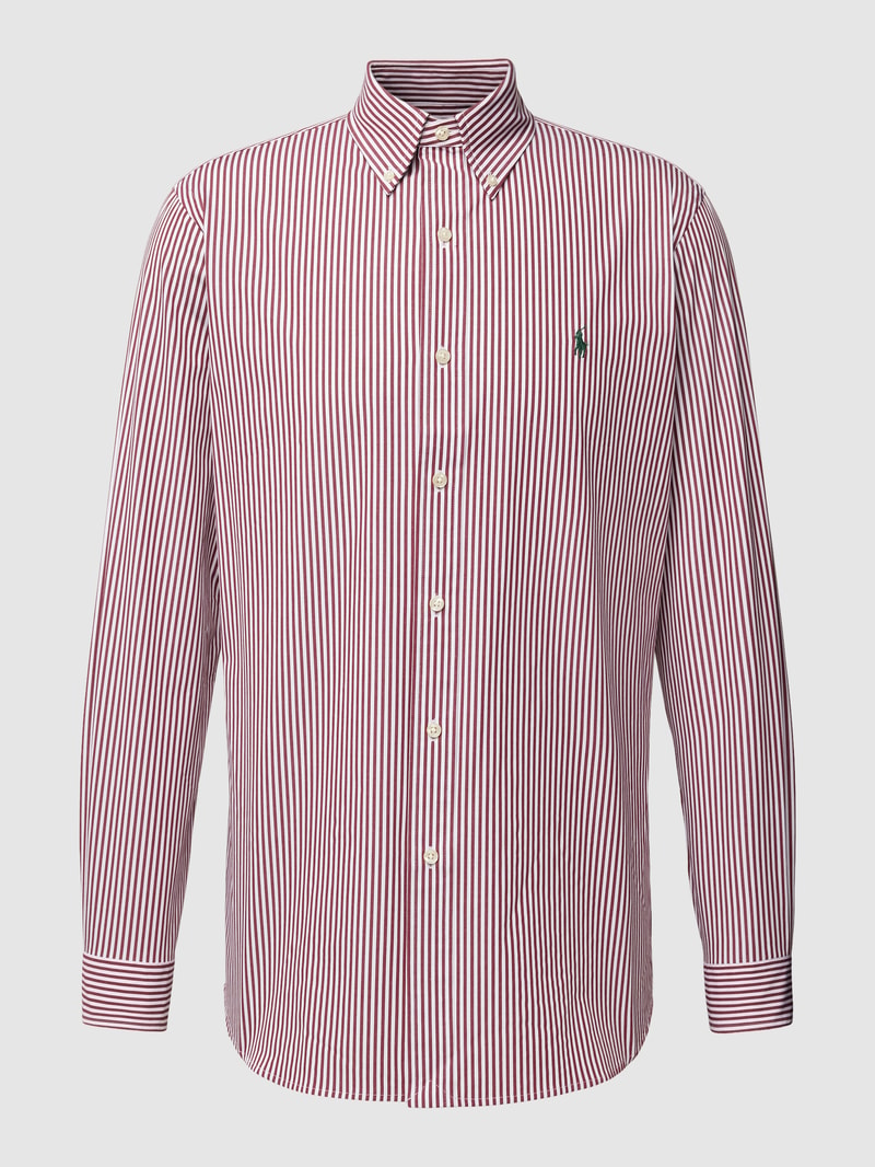 Custom Fit Freizeithemd mit Streifenmuster in bordeaux rot