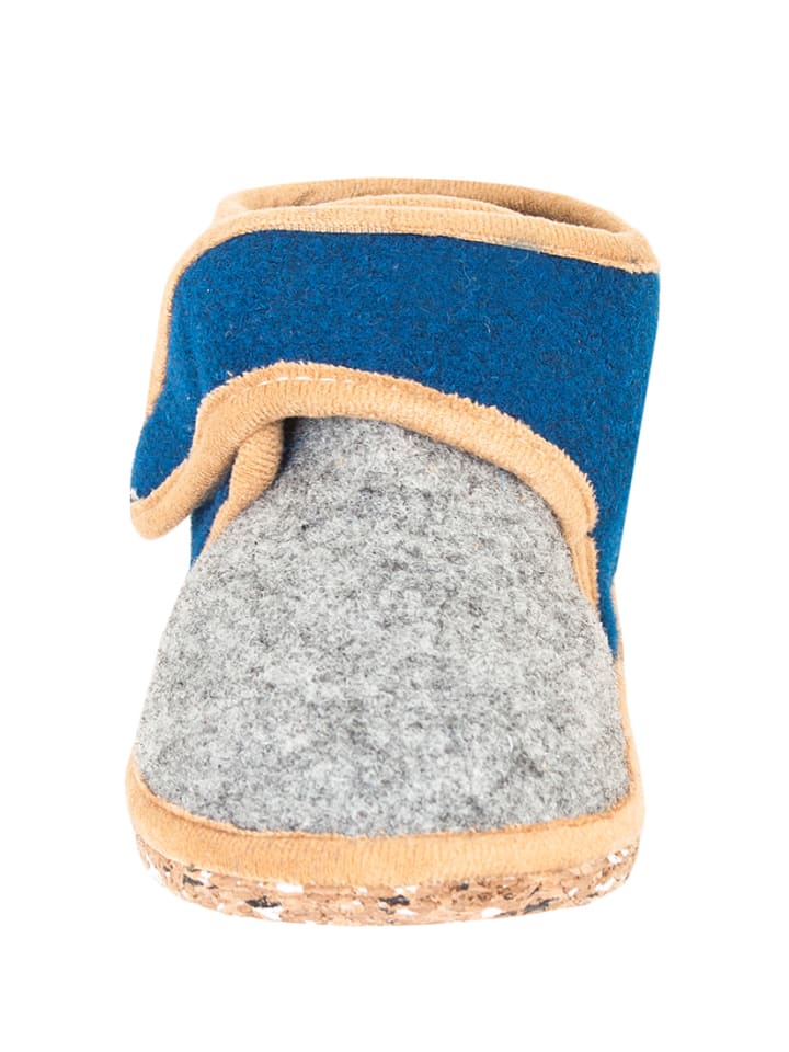 Adelheid Kinderpantoffeln grau-blau in Blau günstig kaufen