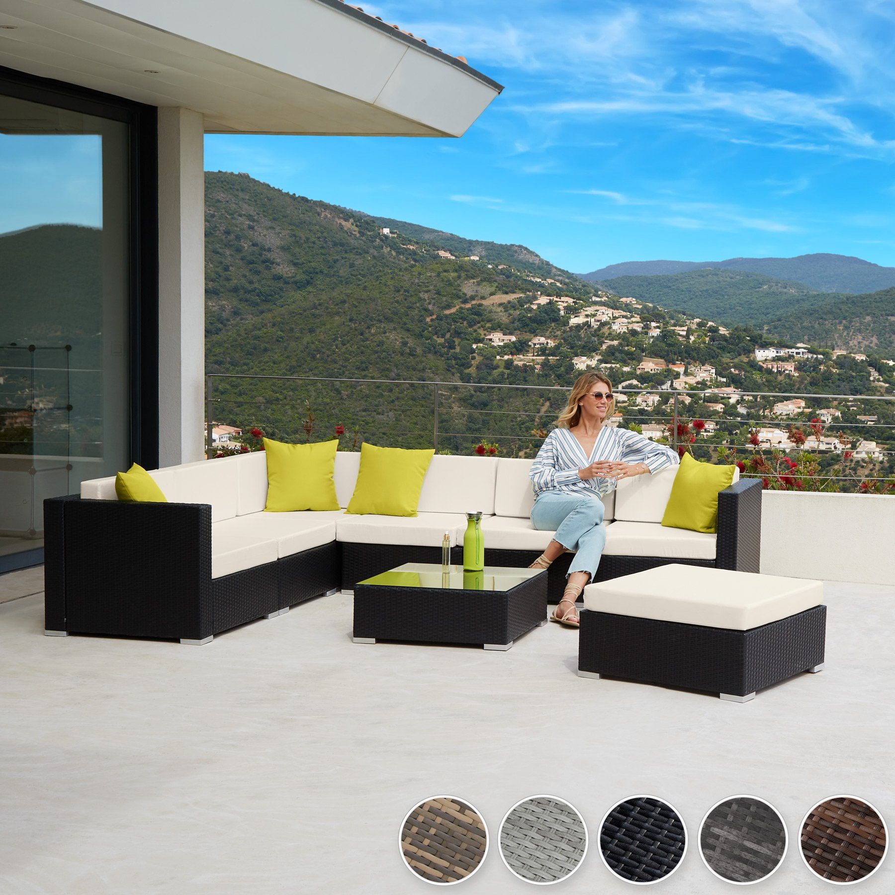 tectake Loungeset Marbella, (Set, 8-tlg)