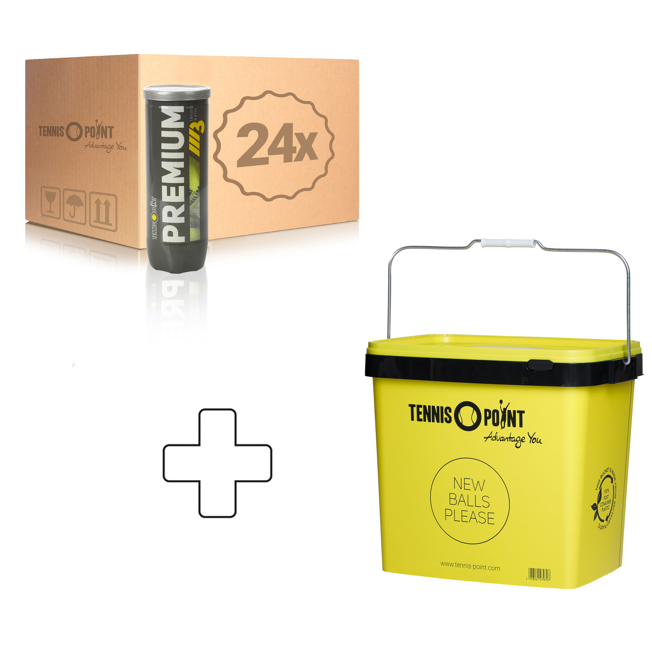 Premium Tennisball 24x 3er Dose Im Karton, Plus Balleimer
