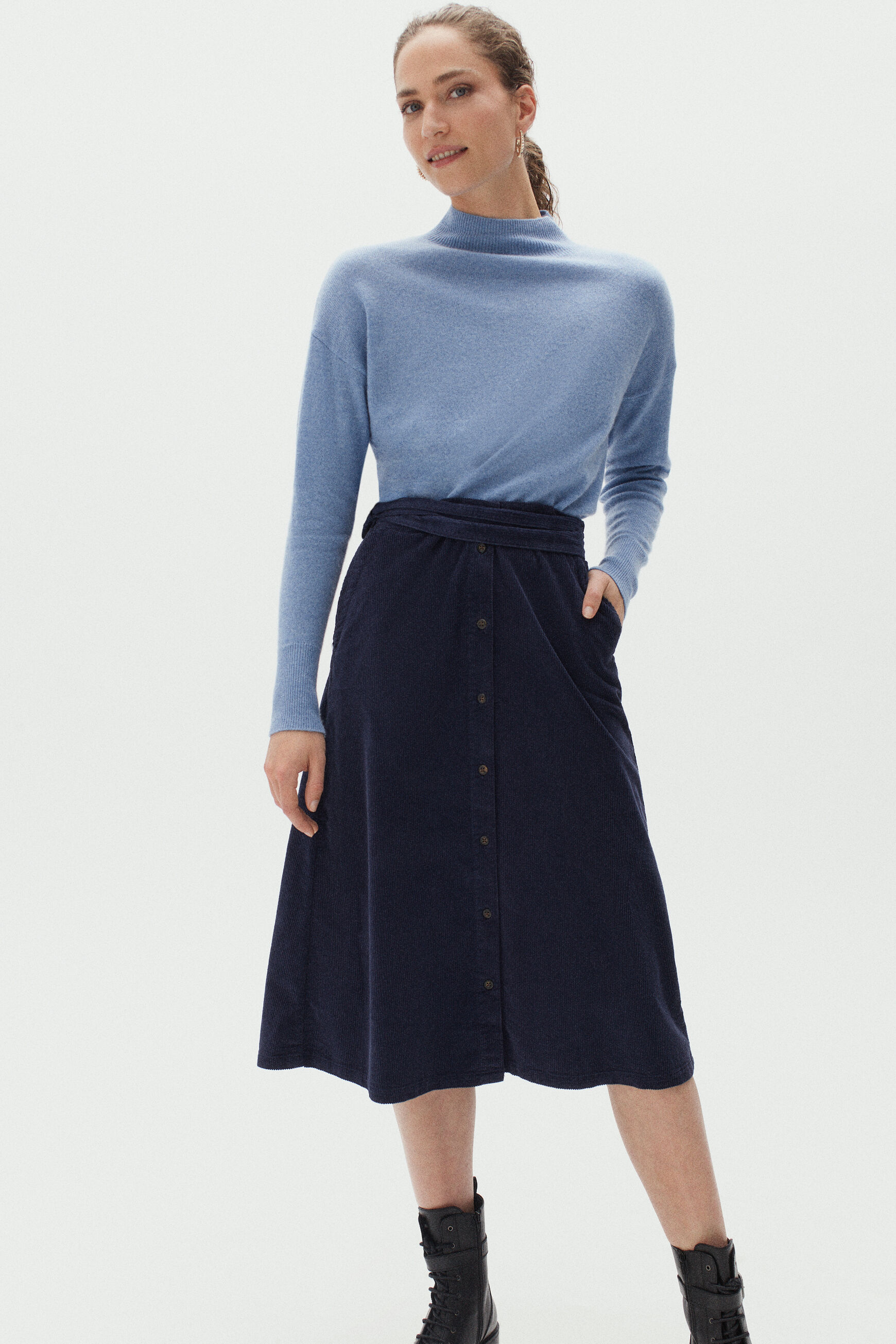 jupe lucia velours bleu marine femme