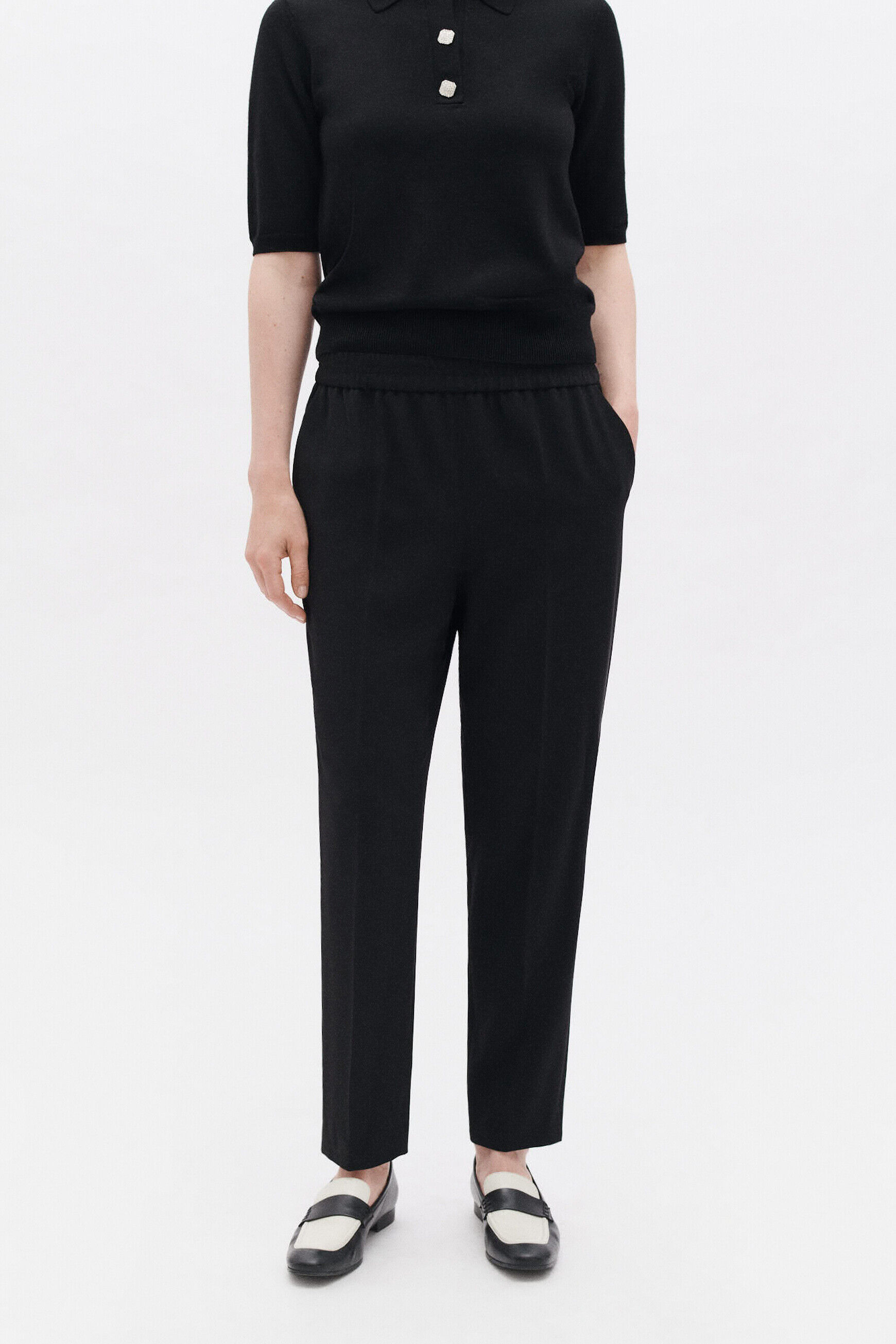 Pantalon pline noir femme
