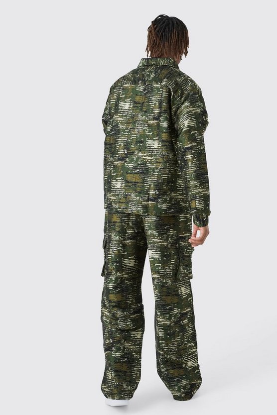 Tall Textured Camo Relaxed Cargo Trouser