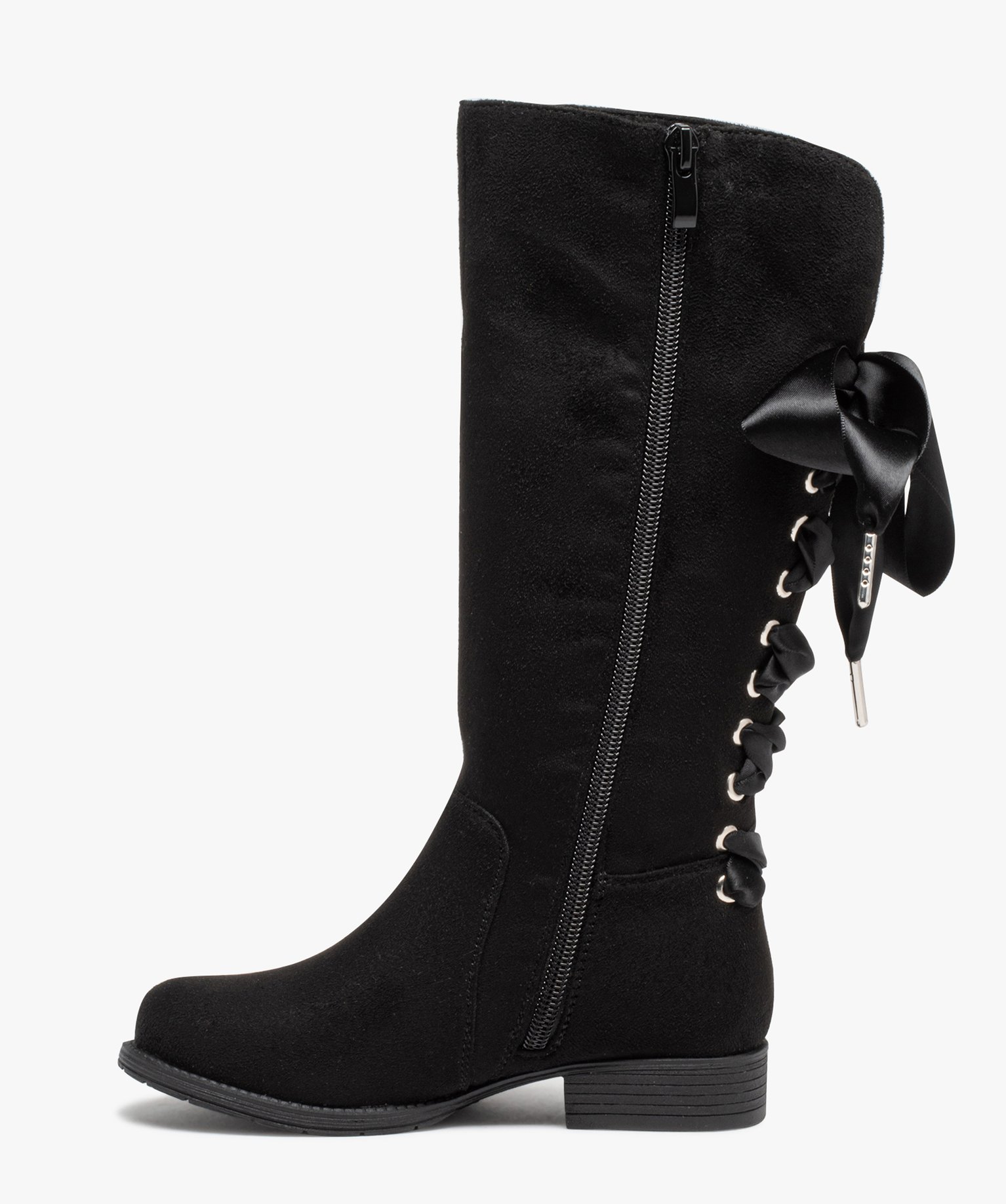 Bottes en suédine à tige lacée fille noir | GEMO