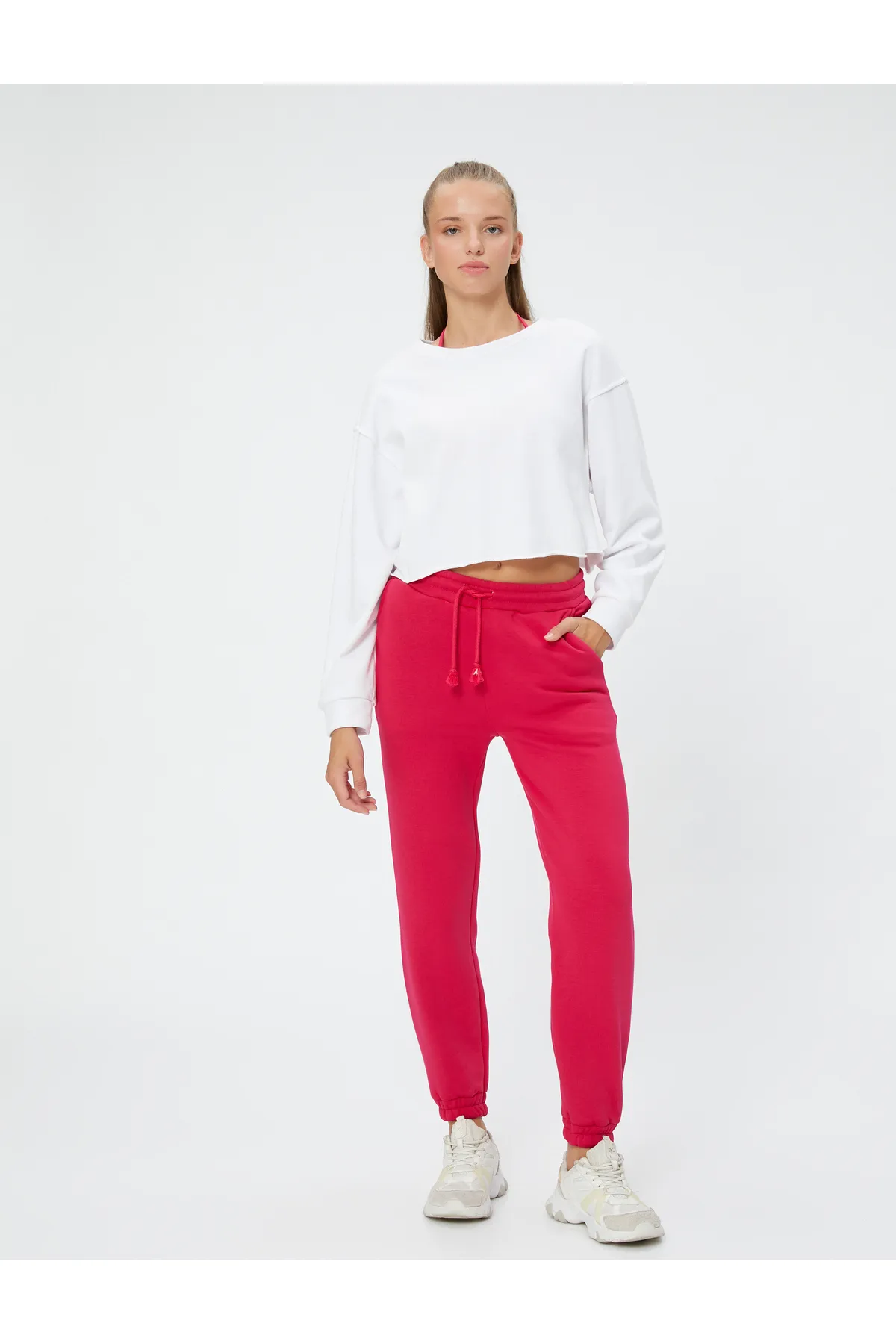 Koton  Jogger-Jogginghose mit geripptem Spitzentaschendetail