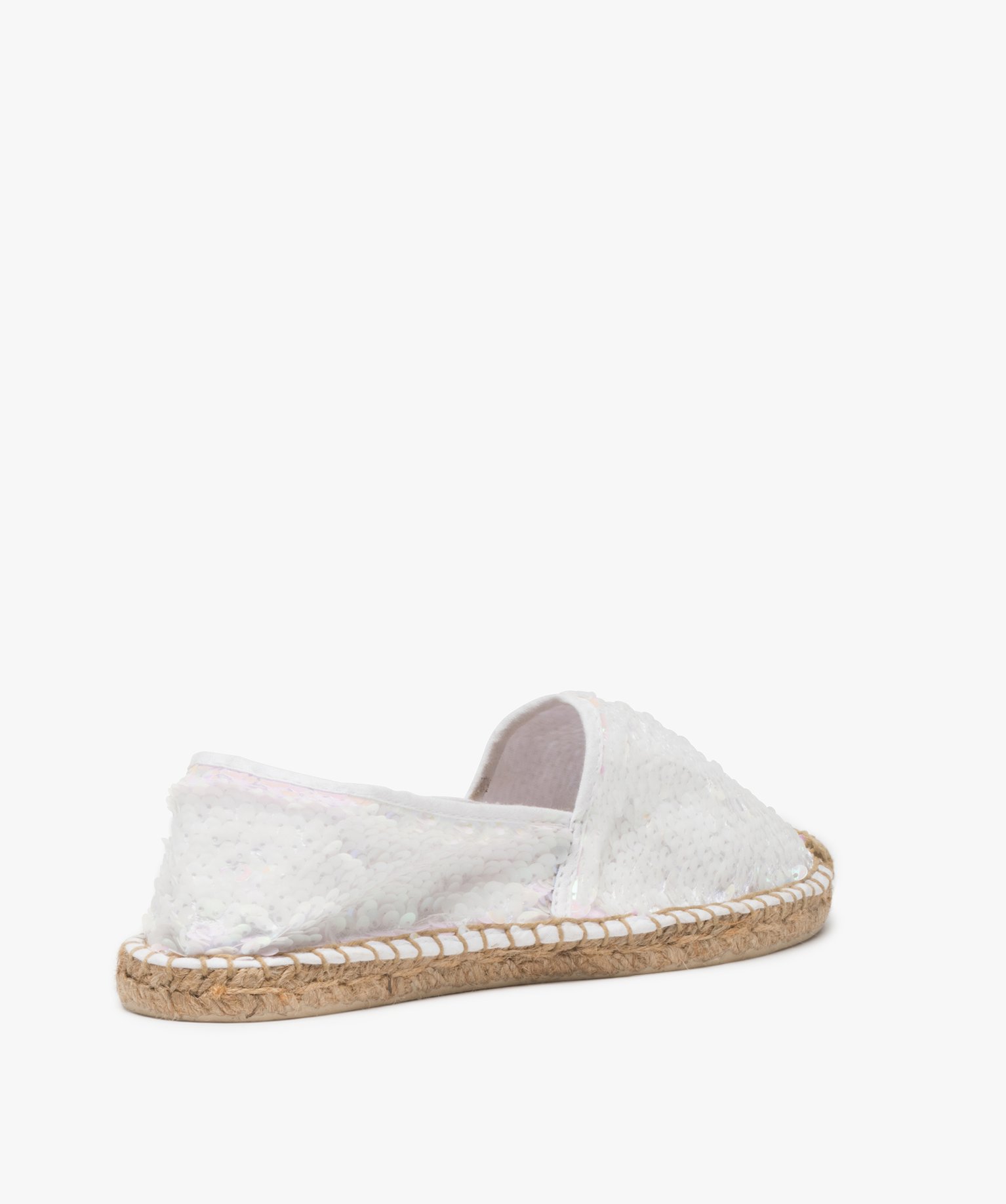 Espadrilles femme à sequins irisés réversibles blanc | GEMO