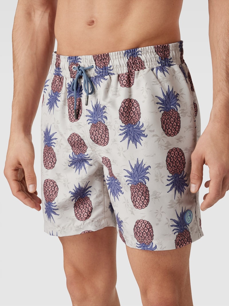 Badehose mit Allover-Muster in offwhite