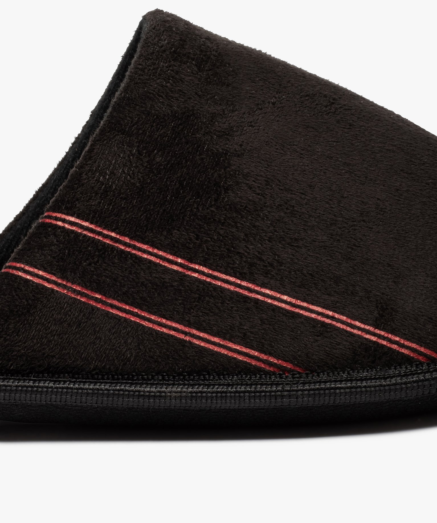 Chaussons homme mules plates en velours ras uni noir | GEMO