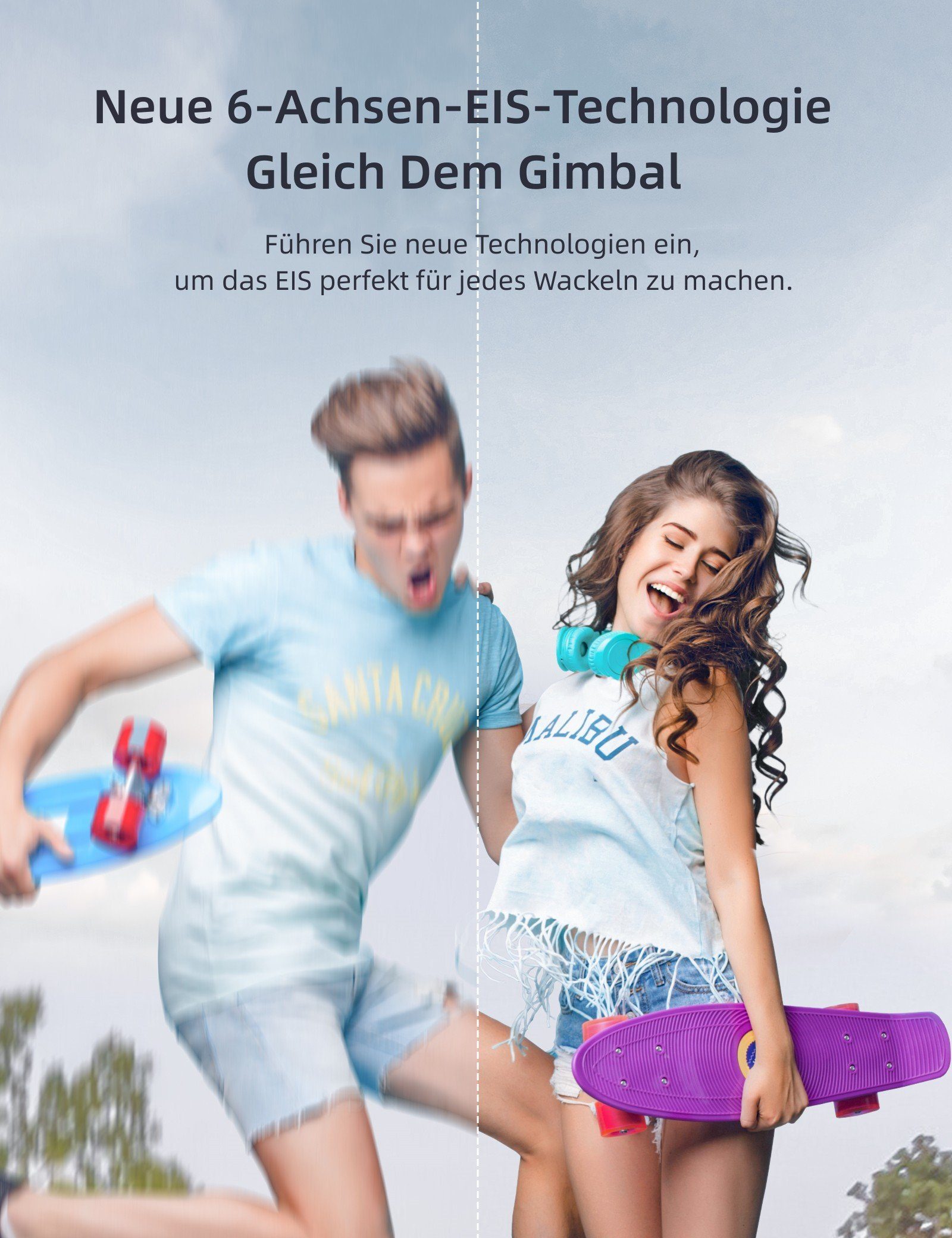 WOLFANG Action Cam (FULL HD, 4K 60FPS 24MP, Touch-Screen, 3.0 EIS, Blankes Metall Wasserdicht)