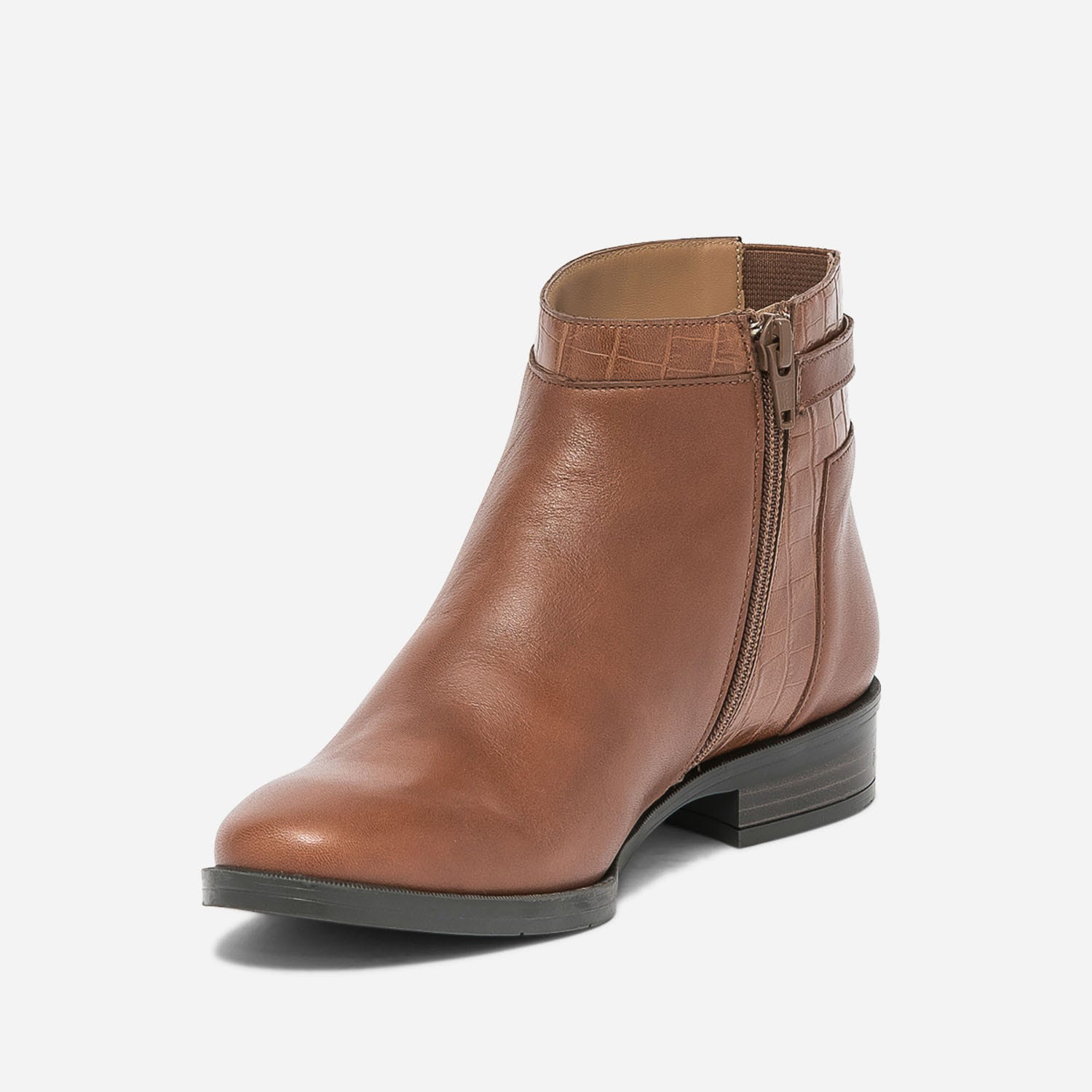 Boots ERAM FLEX cognac en cuir avec effet croco