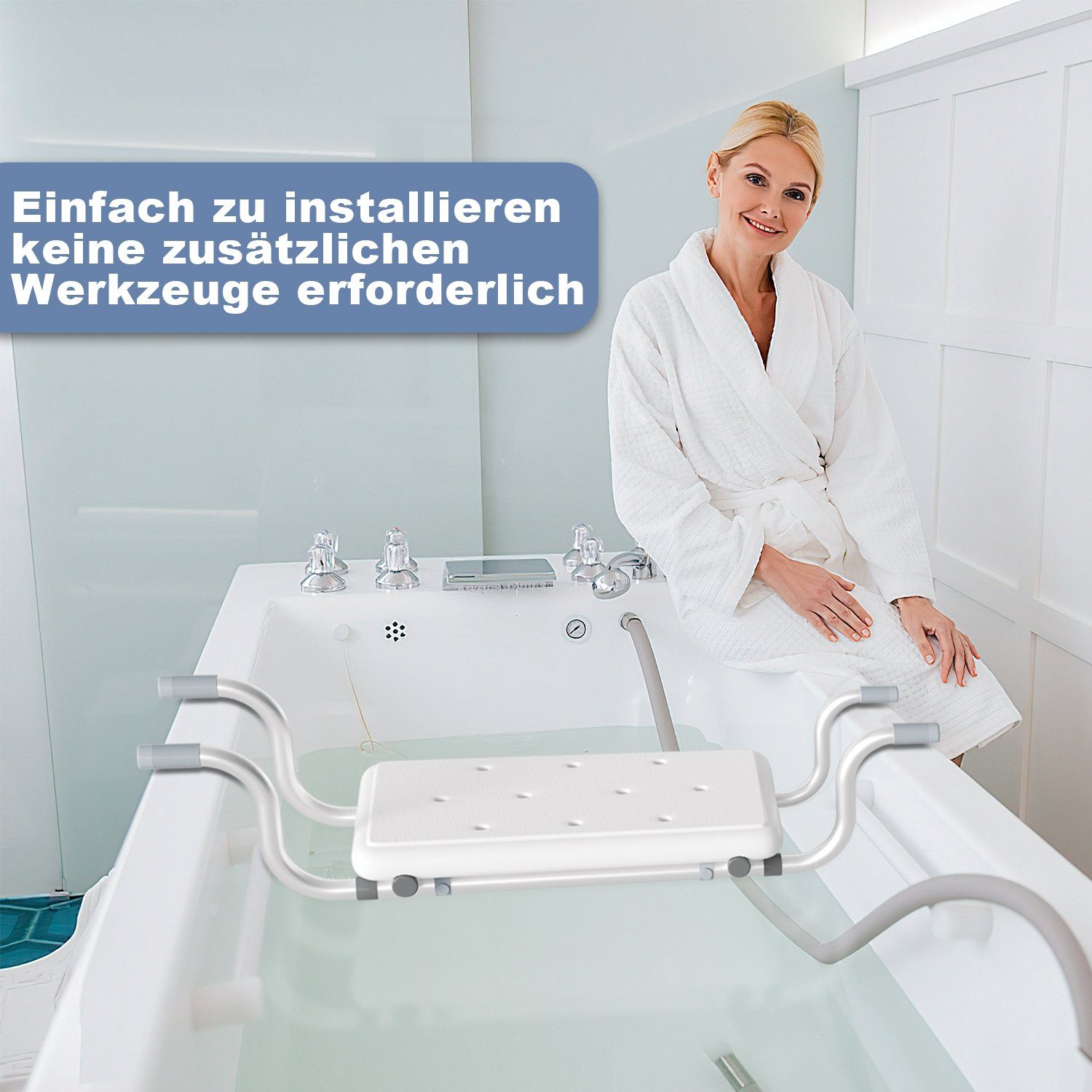 Lospitch Badewannensitz Badewannensitz 72-82cm Badesitz Weiß bis 136Kg Wannensitz Senioren
