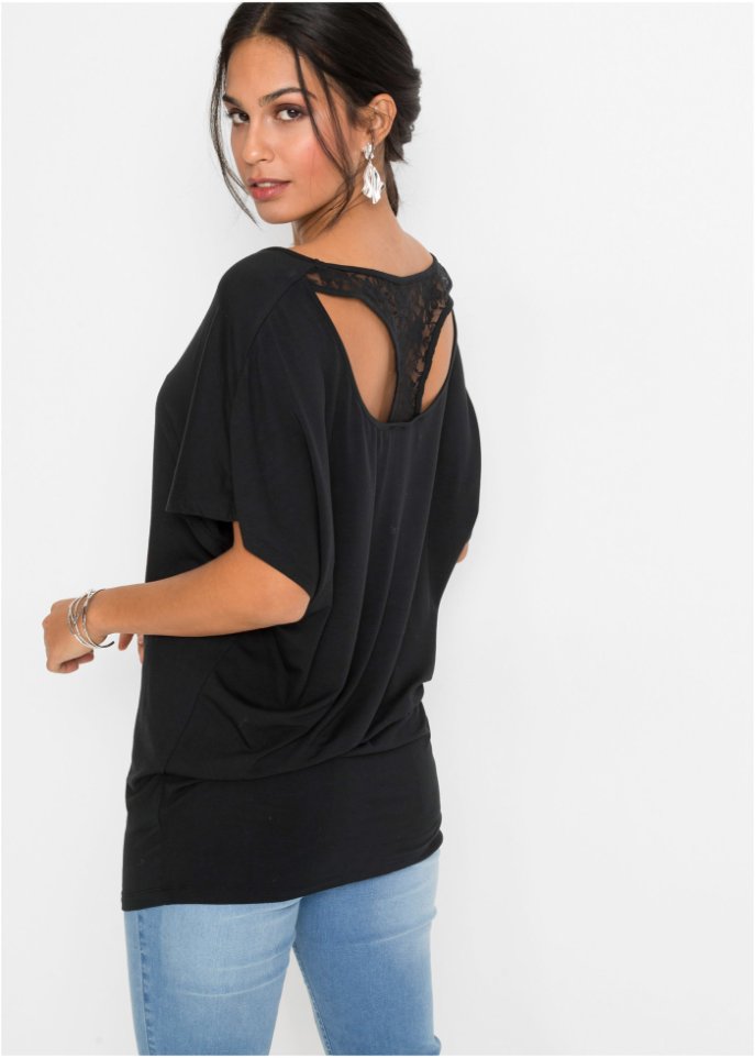 Fledermausshirt mit Spitze