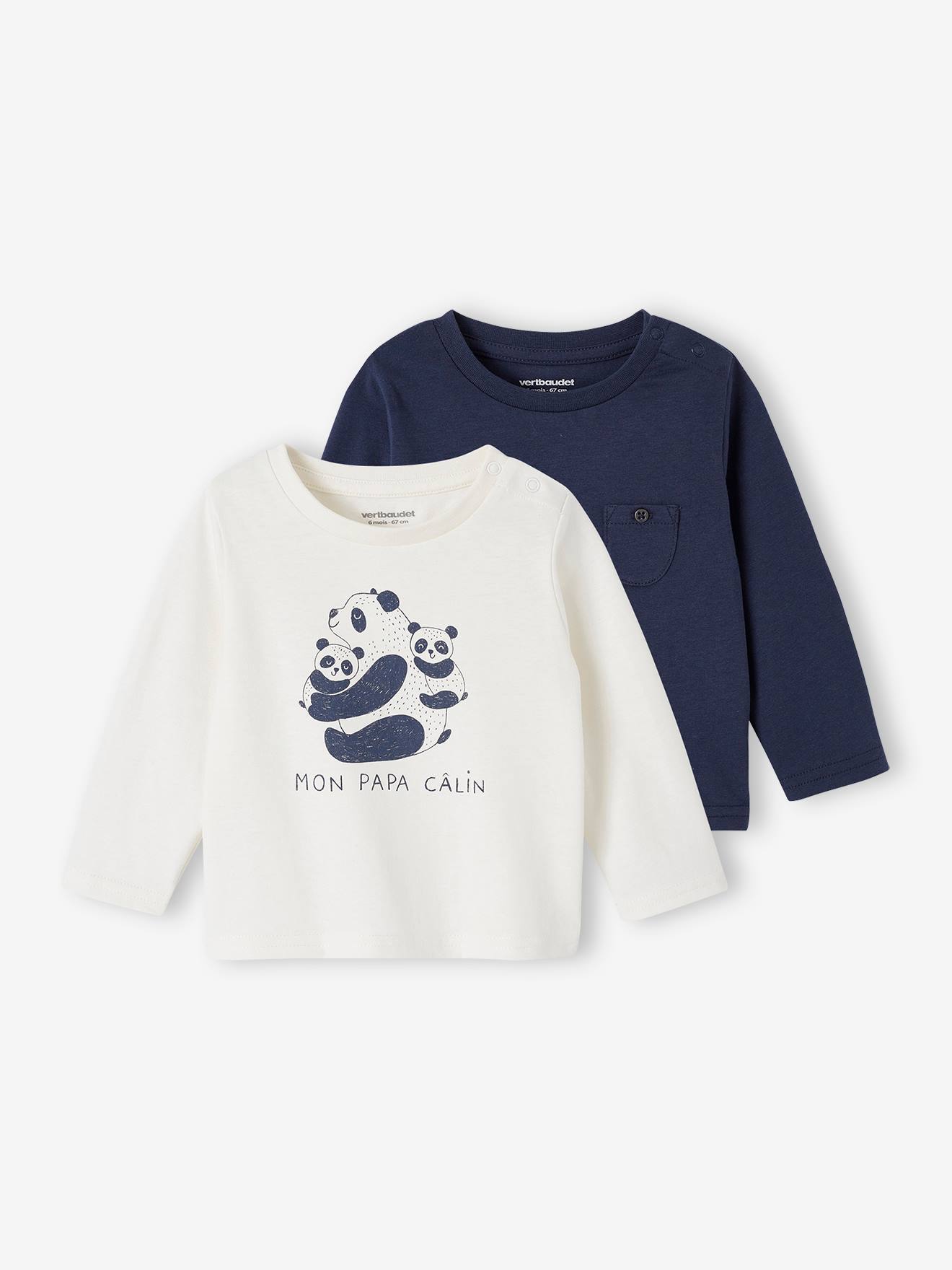 Lot de 2 tee-shirts Basics bébé manches longues écru