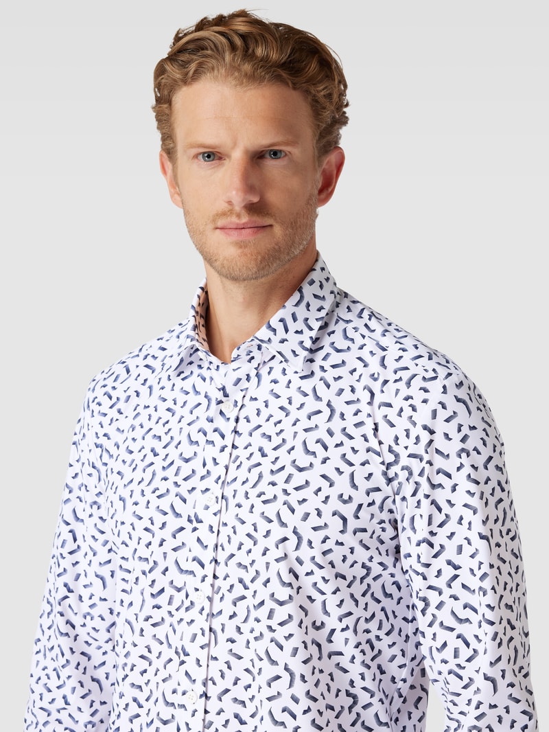 Regular Fit Freizeithemd mit Allover-Muster Modell 'Liam' in weiß