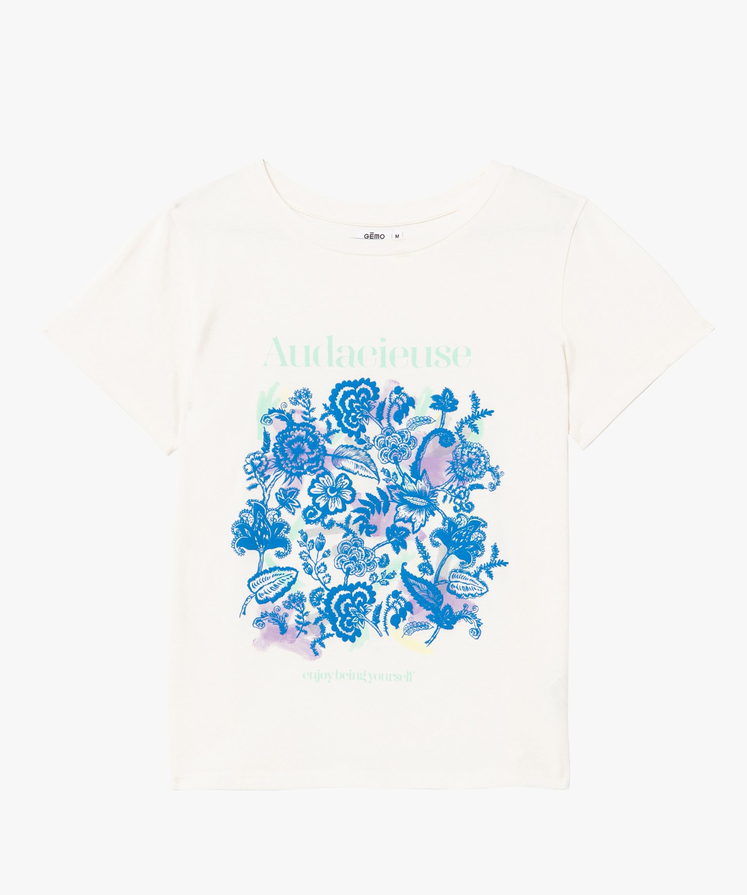Tee-shirt femme à manches courtes avec motif XXL ecru | GEMO