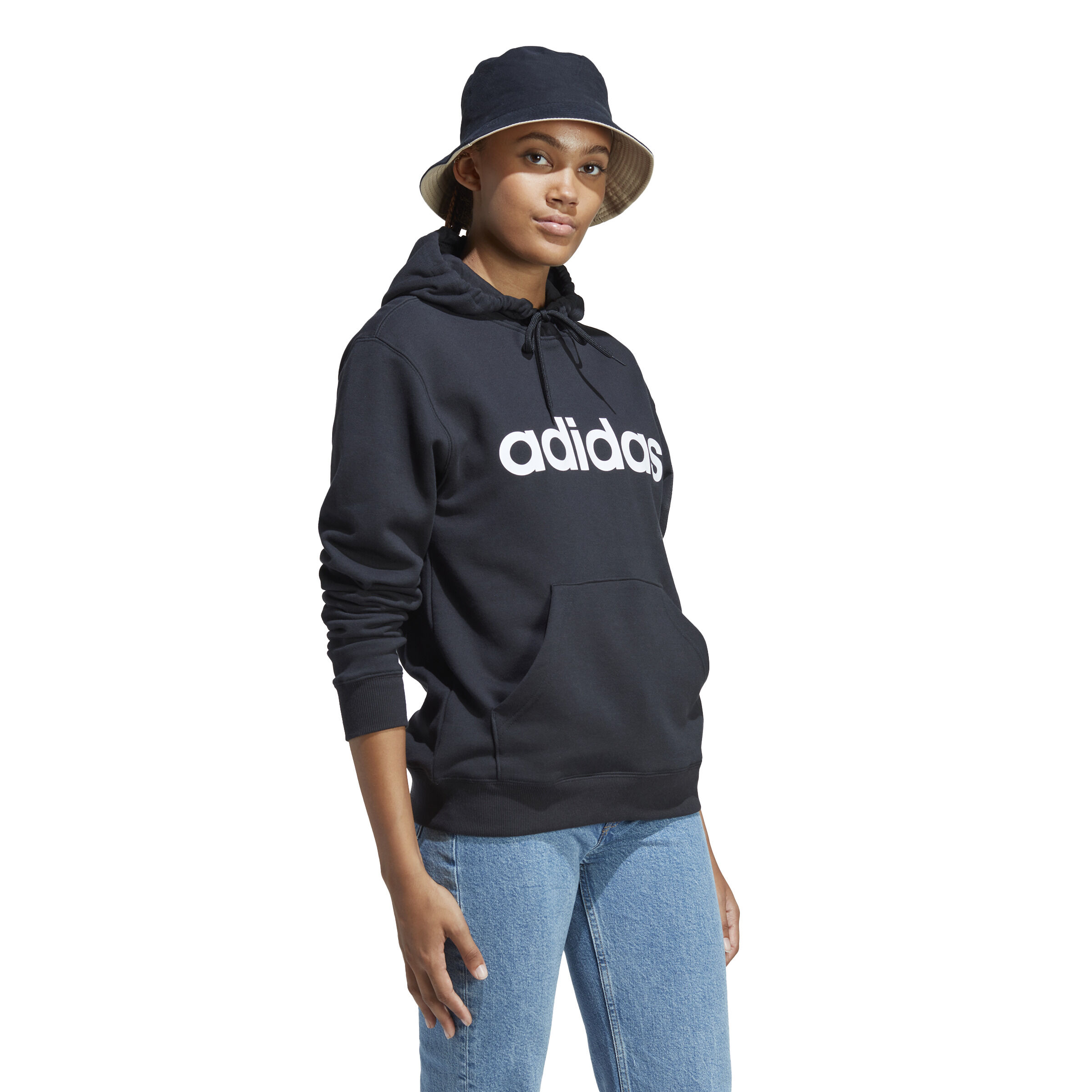 Essentials Linear Hoody Damen - Schwarz, Weiß