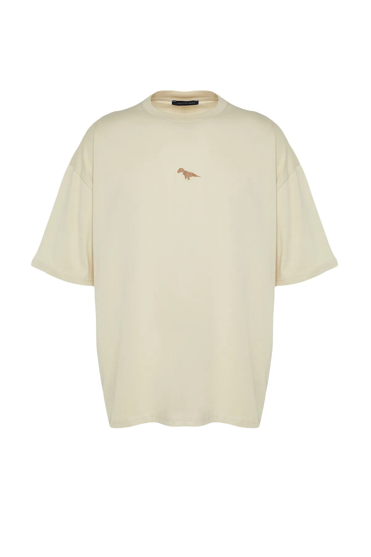 Trendyol Collection  Stone Oversize Fit Rundhals-Kurzarm-T-Shirt mit Dinosaurier-Stickerei TMNSS23TS00243
