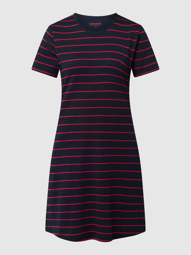 Pyjama-Oberteil in unifarbenem Design in marineblau