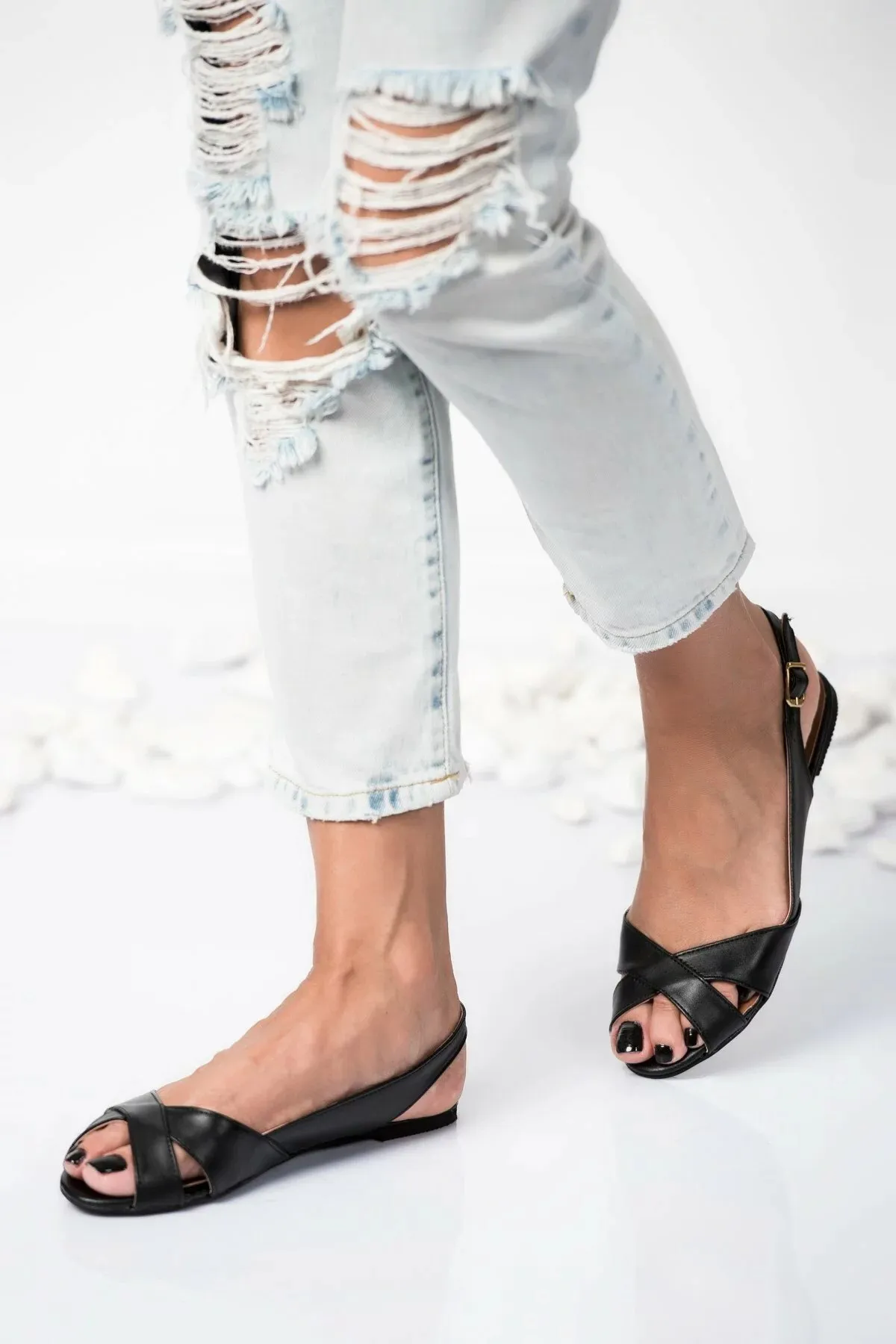 Fox Shoes  Schwarze Damensandalen9726106609