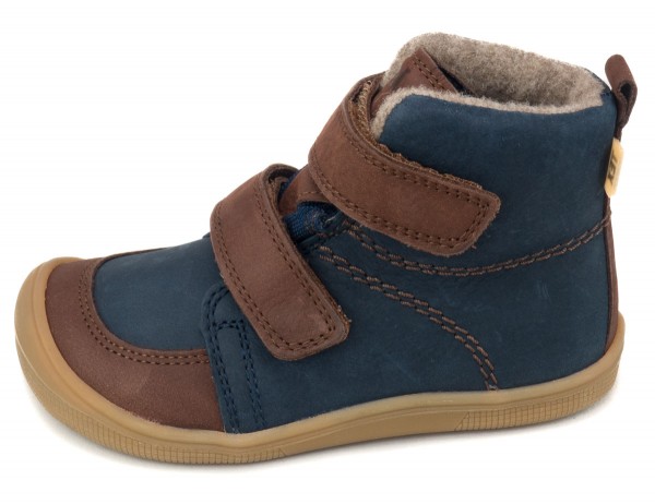 Koel bare+ ~ Karo HighCut Klettschuh Wollfleece + Tex ~ Navy/Brown
