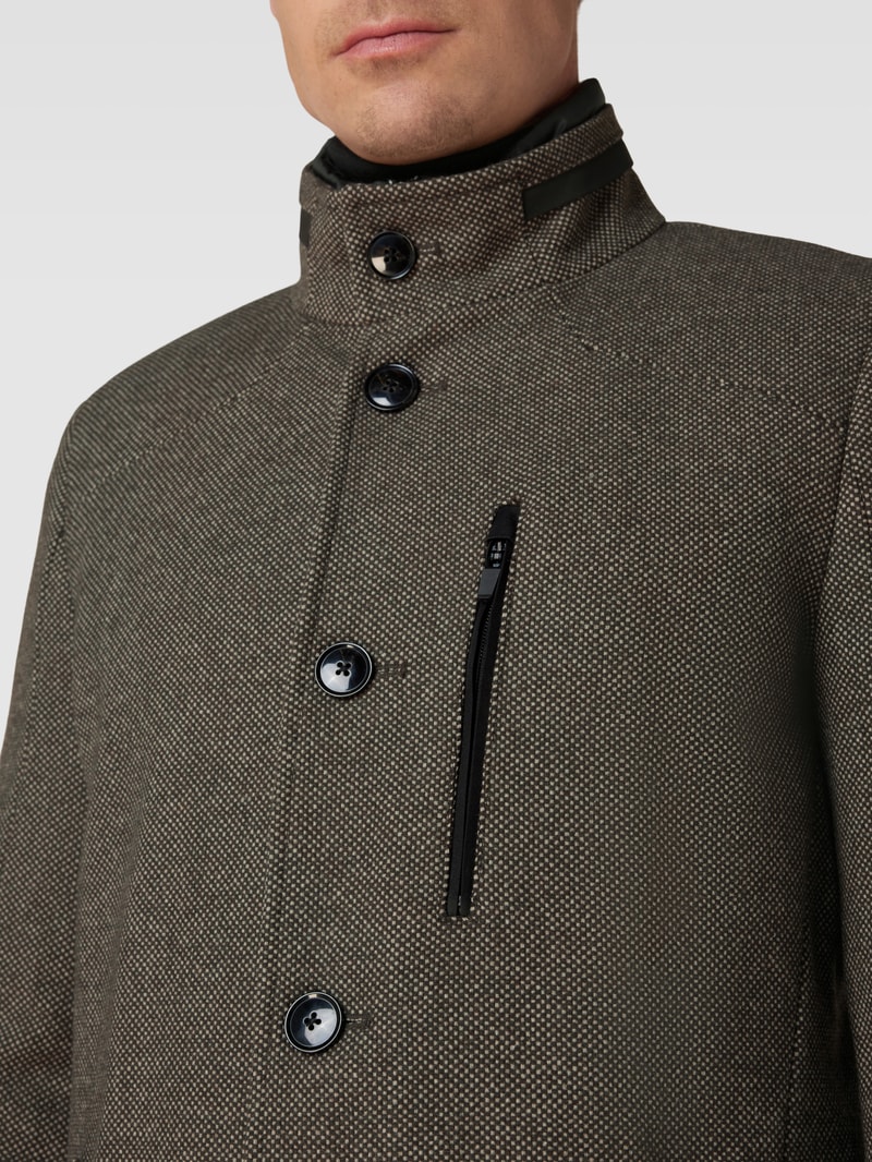Mantel mit Stehkragen Modell 'Standup Collar' in mittelbraun
