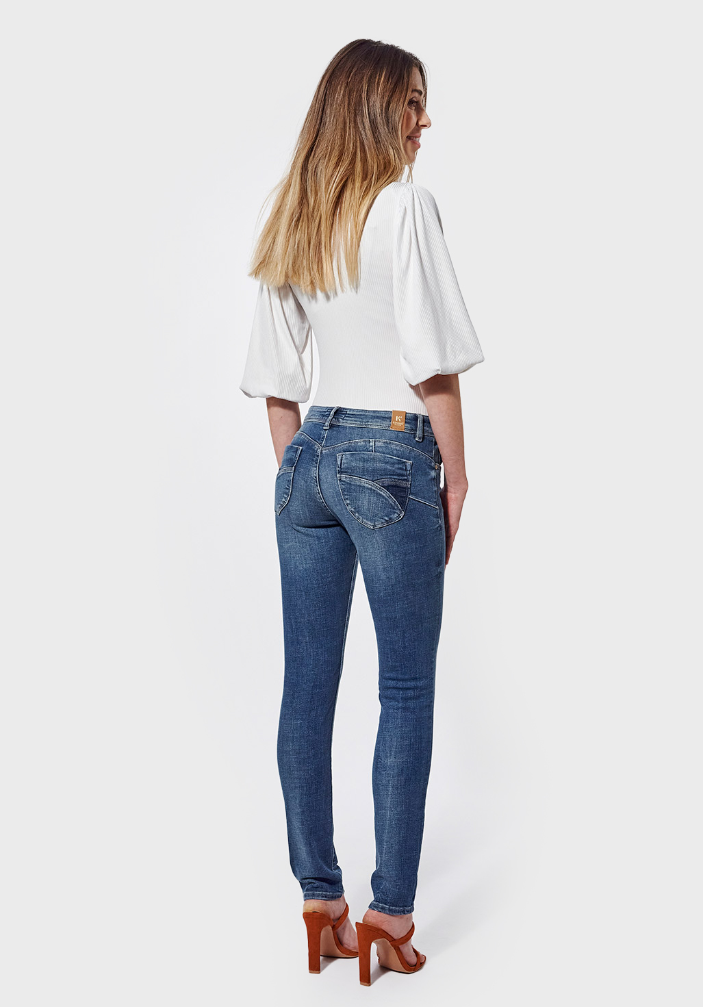 FLORR  Jean slim femme bleu délavé