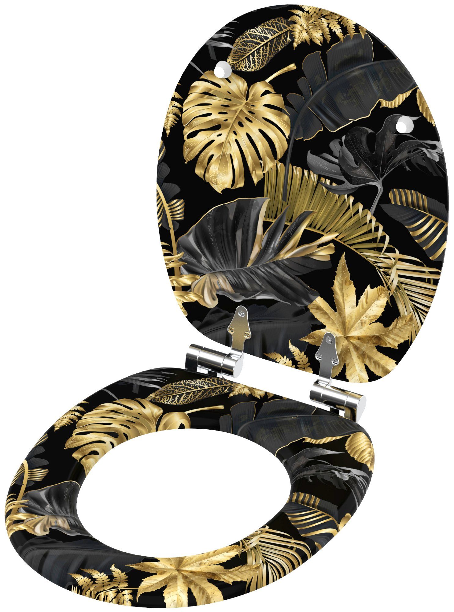 Sanilo WC-Sitz Golden Leaves, mit Absenkautomatik, BxL: 37,7 x 42,0 - 47,0 cm
