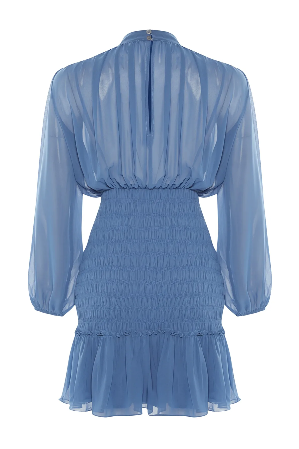 Trendyol Collection  Blauer Mini-Webrock in limitierter Auflage, gerüschtes Chiffon-Webkleid TWOAW23EL01462